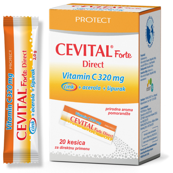 CEVITAL FORTE Direct vitamin C+ZN+Acerola+Šipak 20 vrečica ,Esensa