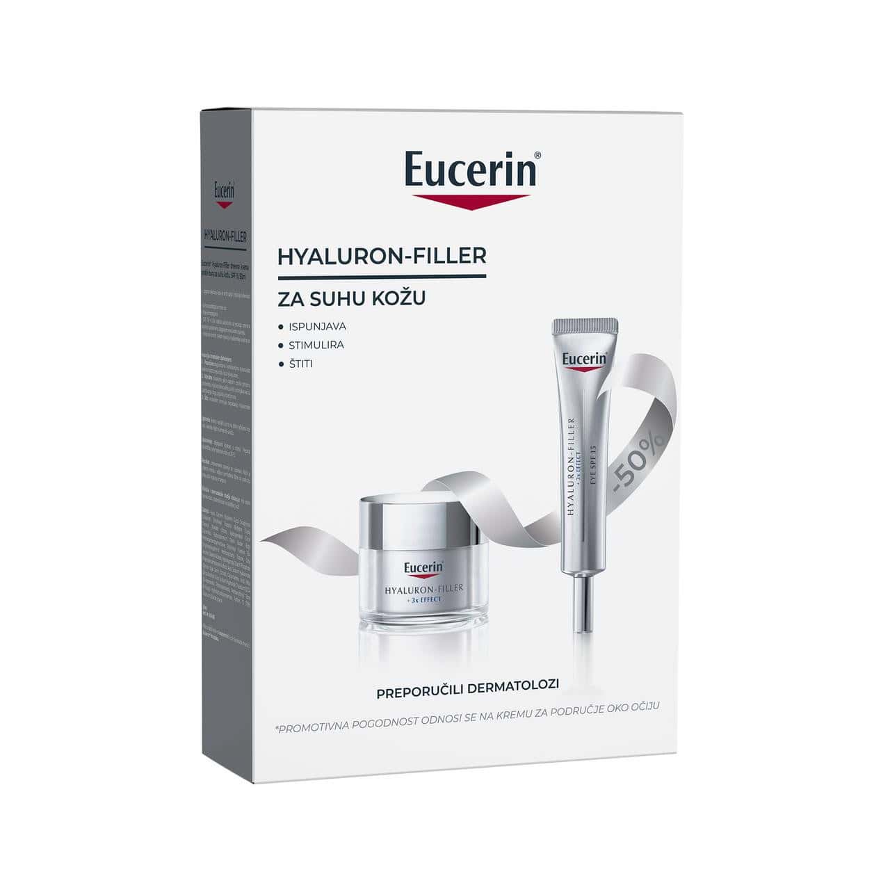 Eucerin Hyaluron-Filler set Dnevna krema za suhu kožu SPF15 50 ml + Oko očiju SPF15 15 ml
