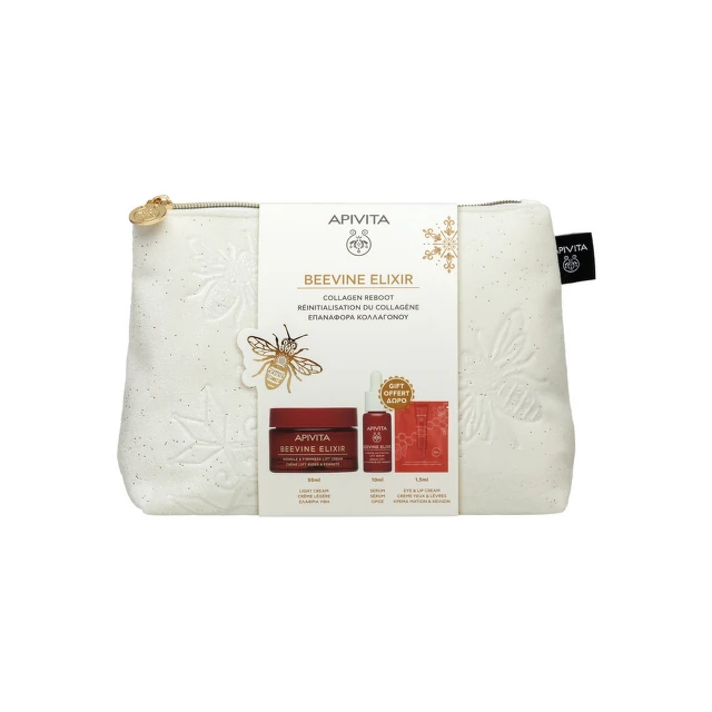 Apivita Set Beevine Elixir krema lagane teksture, 50 ml + Serum, 10 ml + Krema za zonu oko oka, 1,5 ml