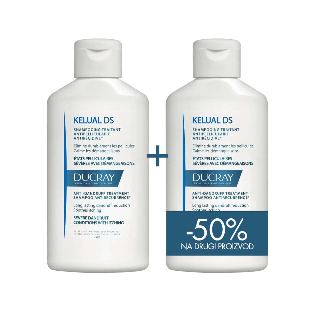 Ducray Kelual DS šampon DUO, 2×100 ml