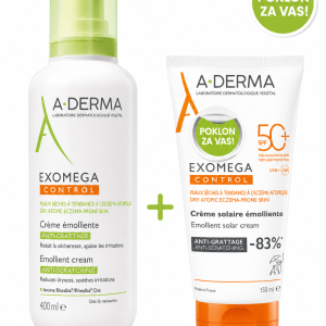A-derma exomega control emol.krema 400ml + Exomega Control SPF 50+ PROMO