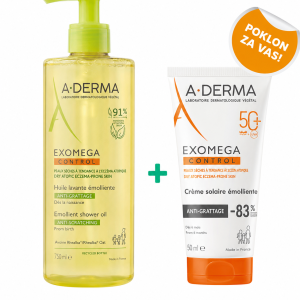 A-Derma Exomega Control emolijentno ulje za tuŔiranje 500 ml + Exomega Control SPF 50+ PROMO